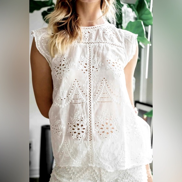 Hope Horizon 100% Cotton Women’s, White Langley Casual Blouse tank - Picture 3 of 8